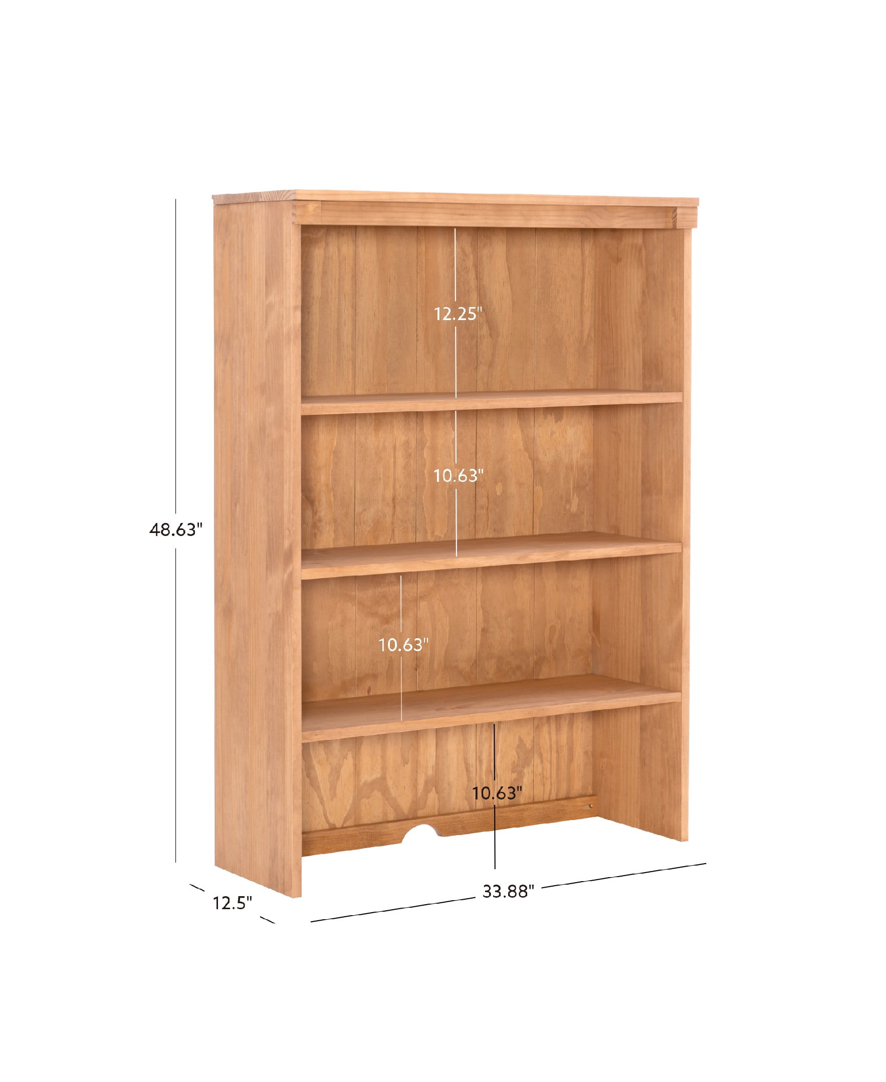 Linon Vikki 3-Shelf Bookcase Hutch, Rustic Honey