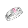 thumbnail image 4 of Rylos 14K White Gold Classic 6X4MM Oval Pink Ice & Sparkling Diamond Ring - Birthstone Jewelry for Men -Size 10, 4 of 6