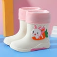 thumbnail image 2 of Hpapadks Kids Rain Boots Cute Cartoon Rubber Non Waterproof Water Shoes Casual Hiking Wide Calf White 3.5-4 Y, 2 of 5