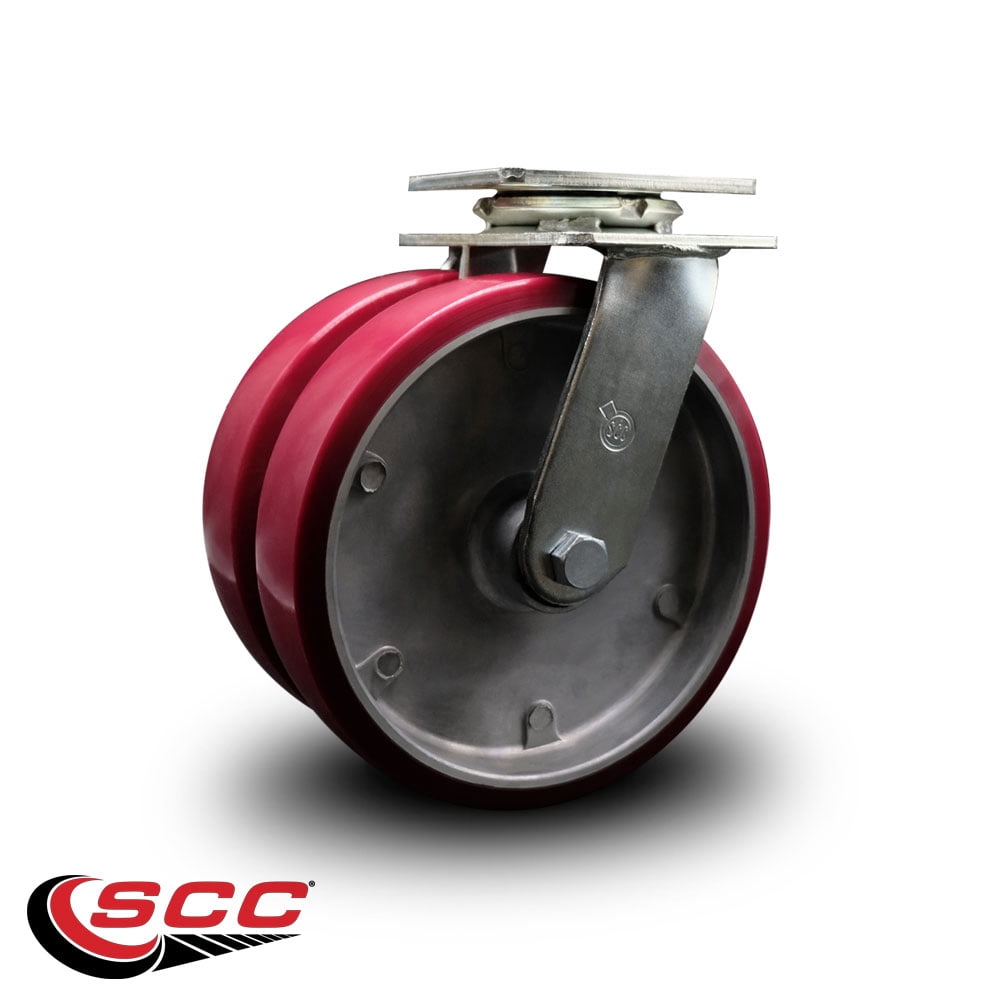 8 Inch Dual Poly on Aluminum Wheels Swivel Caster with Roller Bearing SCC