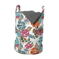thumbnail image 1 of Exotic Laundry Bag, Tropical Lotus Water Lily Hibiscus Blooms and Leaves Paradise Buds Botany Print, Hamper Basket with Handles Drawstring Closure for Laundromats, 13" x 19", Multicolor, by Ambesonne, 1 of 4