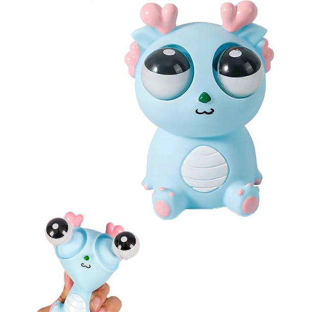Cute Exploding Eyes Dragon Squeeze Toy, Pop-up Sensory Soft Toy with Eyes, Fun Squeeze Toy, Stress Relief Toy (Blue)