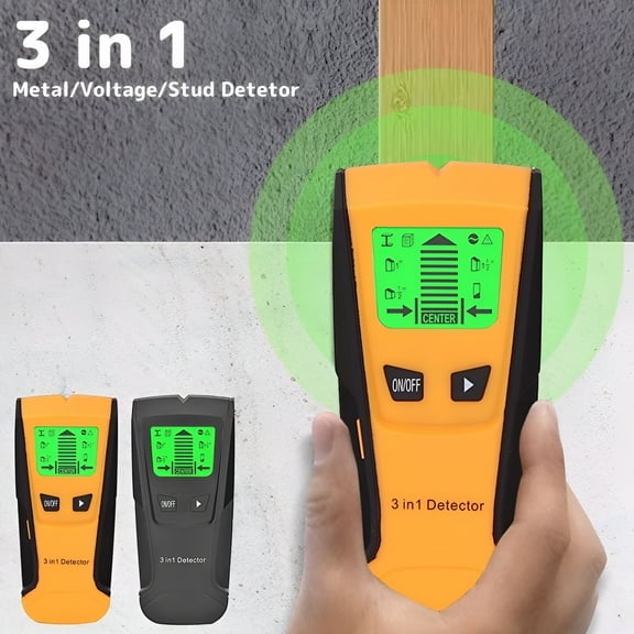 GJX 2026 New 3 in 1 Stud Finder Wall Scanner Metal Wood Detector Lcd Screen Precise Position Stud Sensor Beam Finders Thickness Measuring Instruments for Wood Ac Wire Metal Studs Joist Detection