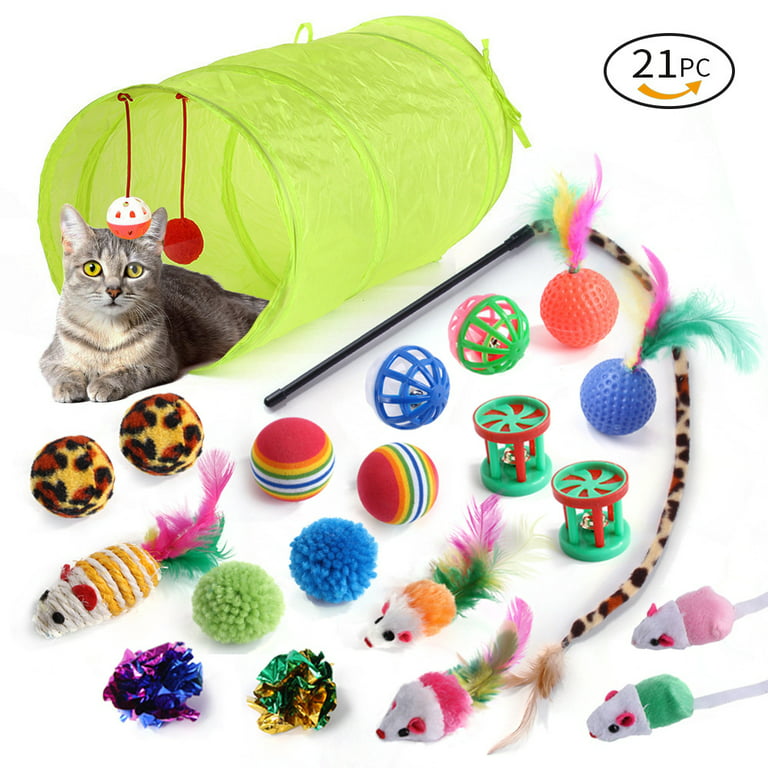 Powiller 21 PCS Cat Toys Kitten Toys Assortments, Cat Feather
