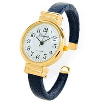 Navy Blue Gold Snake Style Band Slim Case Women's Bangle Cuff Watch