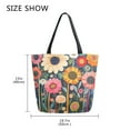 thumbnail image 5 of FORMRS Womens Canvas Tote Bag with Zipper Inner Pocket Shoulder Handbag, Large Colorful Flowers, 5 of 7