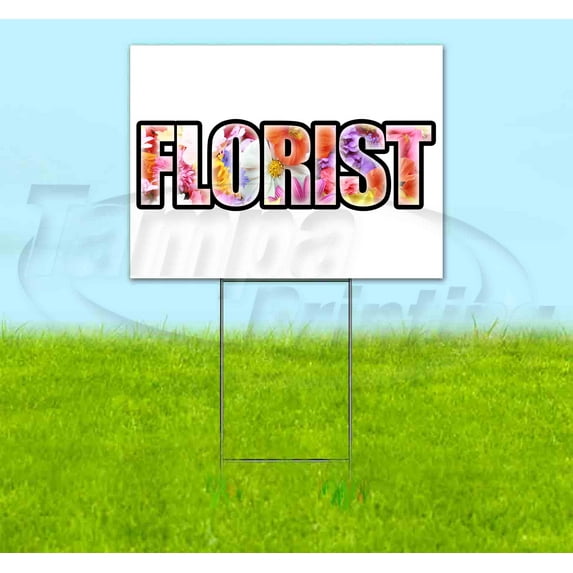 Florist (18" x 24") Yard Sign, Includes Metal Step Stake