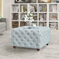 thumbnail image 5 of Homebeez Middle Century Upholstered Tufted Coffee Table with Padded Seat, Large Square Ottoman for Living Room Home Office, 5 of 5