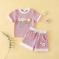 thumbnail image 2 of Paguaki Toddler Girls Dresses Outfits 1T 2T 3T 4T 5T 6T Toddler Girls Summer Clothes 5T Girls Sunflower Fly Sleeve T-shirt Denim Shorts 2PCs Set Dailywear, 2 of 9