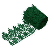 Uxcell 3 Inch Wide 3 Yard Lace Ribbon Floral Pattern Dark Green Embroidered Edge Lace Trim Ribbons for Sewing Making, DIY Crafts, Gift Wrapping, Wedding Decor