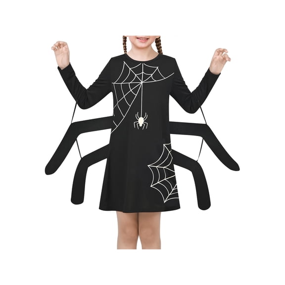Girls Dress Spider Web Glow In The Dark Long Sleeve Halloween Costume 4 Years