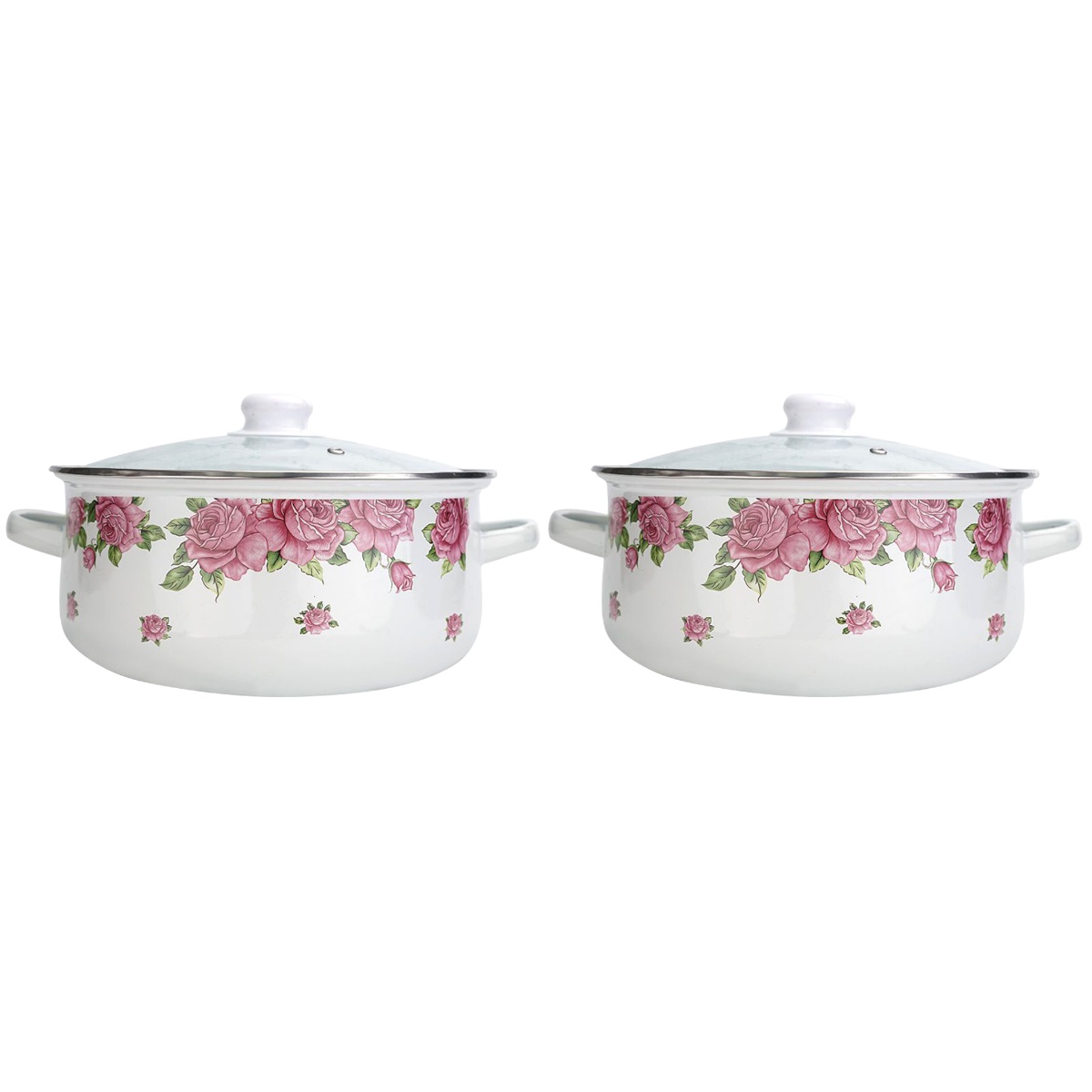 HOMEMAXS 2 Sets of Enamel Cooking Pot Retro Soup Pot Household Stew Pot