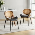 thumbnail image 2 of Rattan Dining Chairs Set of 2 Bentwood Leather Black Side Chair Home Kitchen Restaurant, 2 of 7