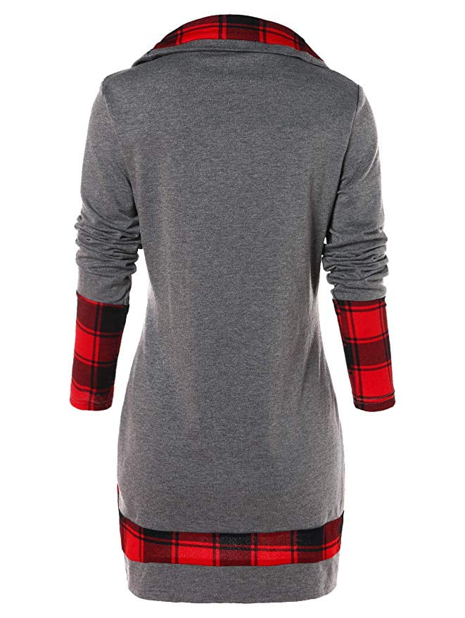 turtleneck tartan asymmetrical sweatshirt