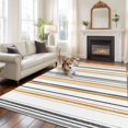 thumbnail image 3 of Orange Gray 8'x10' Area Rug for Living Room, Modern Striped Minimalist Stripes Washable Non-Slip Large Carpet for Bedroom Dining Room, Non-Shedding Soft Accent Rug for Kitchen, 3 of 9