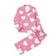 thumbnail image 2 of RKSTN Women's Valentines Pajama Sets Plus Size Notch Collar Button Down Valentine's Day Print T Shirt Top and Pjs Pant 2 Piece Matching Set Casual Lapel Sleepwear Shirt Pjs Loungewear Two Piece Set, 2 of 6