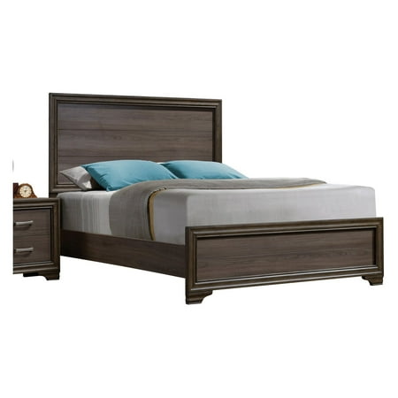 - ACME Cyrille Queen Panel Bed with Wooden Headboard in Walnut, Multiple Sizes