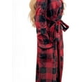 thumbnail image 3 of Elegant Comfort Women’s Plush Fleece Spa Bathrobe, Shawl Collar and Pockets, Velvet Soft and Warm Long Robe - Small, Buffalo Burgundy/Black, 3 of 5