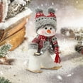 thumbnail image 4 of YOHAVEN Skiing Snowman Crochet Toy Christmas Figurine, Handmade Winter Desktop Tiered Tray Holiday Table Shelf Mantle Seasonal Decor Gift, 4 of 6