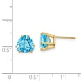 thumbnail image 3 of 14K Yellow Gold 8mm Trillion Blue Topaz Stud Earrings, 3 of 7