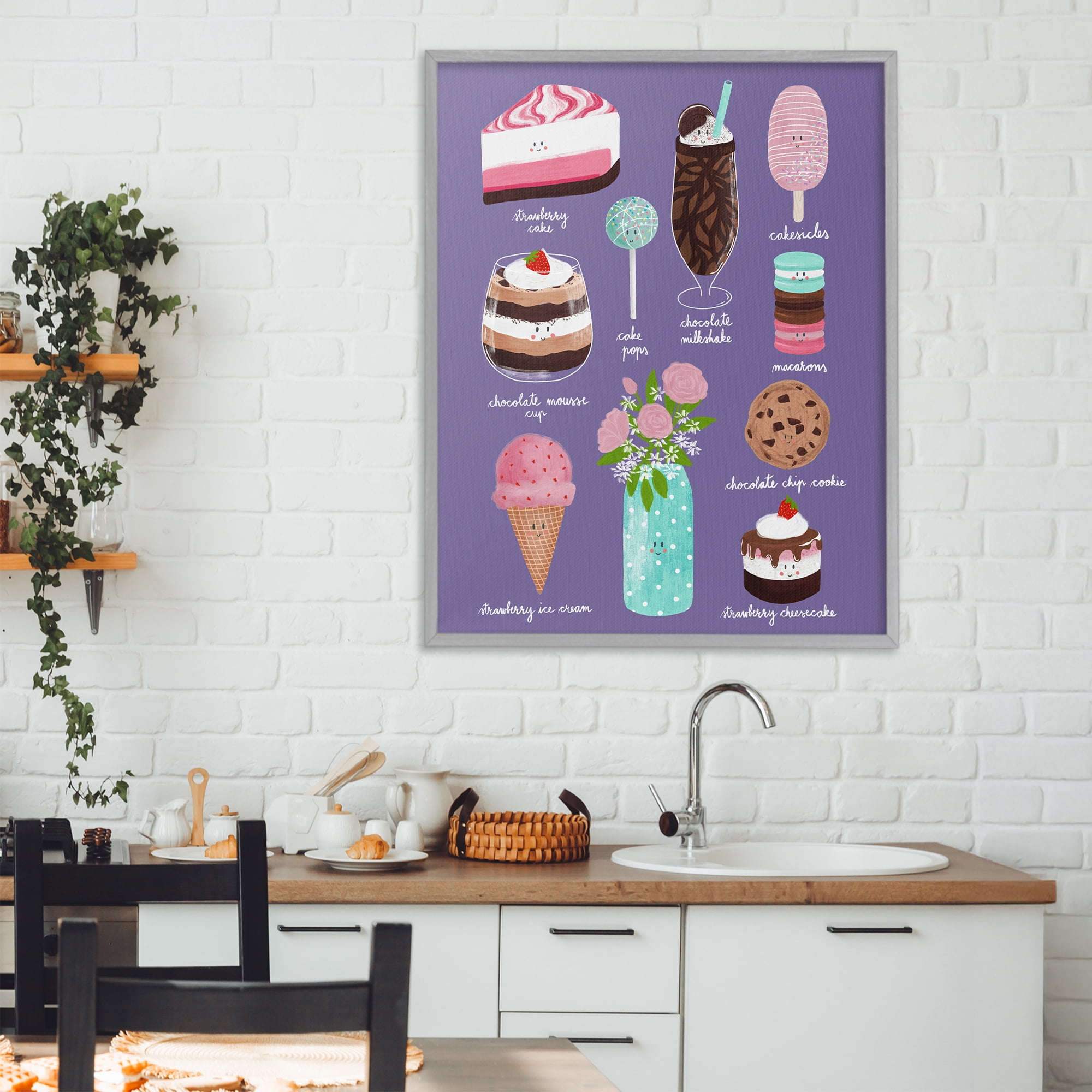 Stupell Industries Decadent Desserts & Flowers Gray Framed Giclee Art, design by Metka Hiti