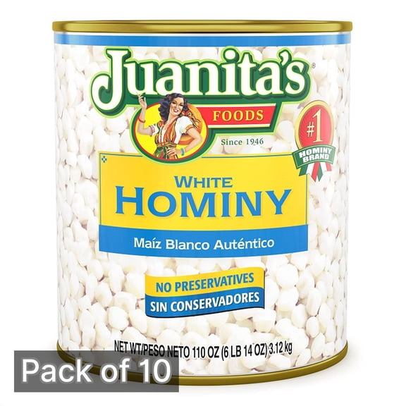 Juanita's White Hominy, 110 oz (Pack of 10)