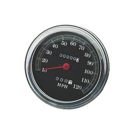 Bikers Choice 72423DBX 5in. FL Type Domed Glass Speedometer - 2240:60 Ratio Front Wheel Drive - 120 mph Black Face