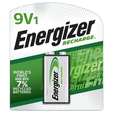 Energizer Recharge 9 Volt Battery (1 Pack), Rechargeable 9V Battery