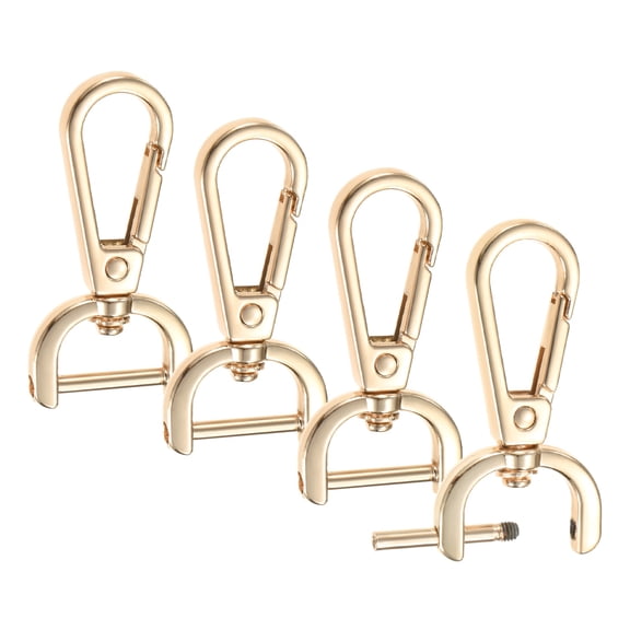 Uxcell Swivel Clasp Hooks [4pcs] - Key Chain Clip Hooks Use for Keychain Making - [Light Gold - 1.91 IN] D Ring Clip Lanyard Hardware