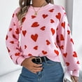 thumbnail image 5 of Conairie Valentines Day Sweater for Women Long Sleeve Cute Heart Print Crew Neck Sweatshirt Casual Loose Soft Pullover Tops Knit Sweaters Pink S, 5 of 7