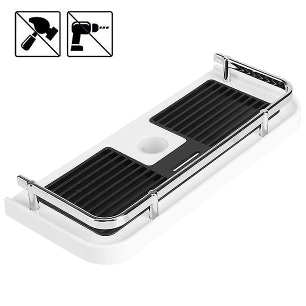 Estante de ducha de plástico, estante de baño, cesta para estante de ducha, se puede montar sin taladrar, adecuado para todos los diámetros de 19 a 25 mm