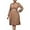 Brown, variant on Women's Plus Size Chiffon Long Sleeve Elastic Waist A-Line Knee Length Wedding Guest Dresses Pleated Long Dress