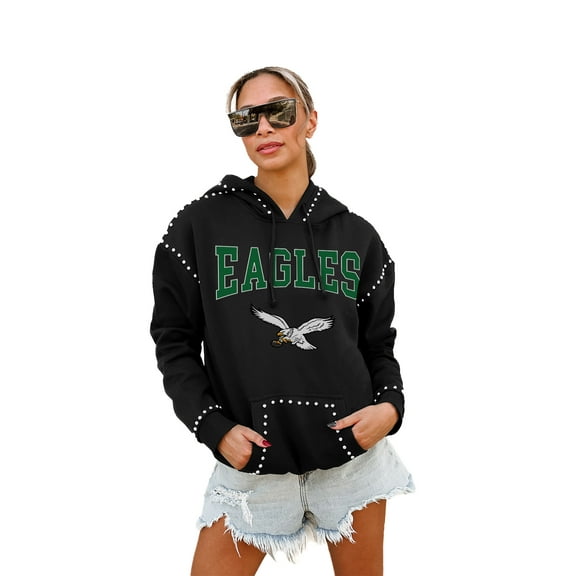 Women's Gameday Couture Black Philadelphia Eagles Studded Pullover Hoodie