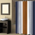thumbnail image 2 of Fabric Shower Curtain, Boho Brown and Navy Blue Striped Tribal Farmhouse Style Shower Curtains with 12 Hooks Waterproof Machine Washable Bath Curtains for Bathroom, 72 x 96in, 2 of 6