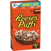 REESE'S PUFFS Breakfast Cereal, Chocolatey Peanut Butter Cereal, Family Size, 19.7 oz