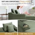 thumbnail image 4 of 46" Chaise Lounge sofa,Indoor Corduroy Sleeper Sofa for Living Room,Deep Seat Lounge and Two Soft Pillows Convertible Boneless Sofa Bed, Green, 4 of 11