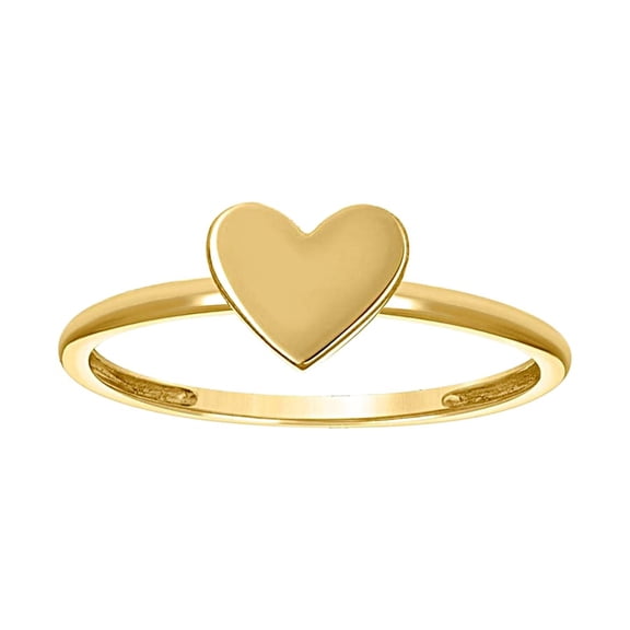 14k Yellow Gold Womens Love Heart Ring 6.2x1.2mm Wide Statement Ring for Women - 1.5 Grams