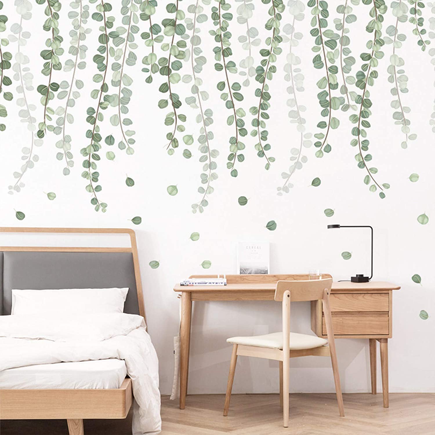 Hanging Green Vine Wall Decal Stickers for Bedroom Living Room