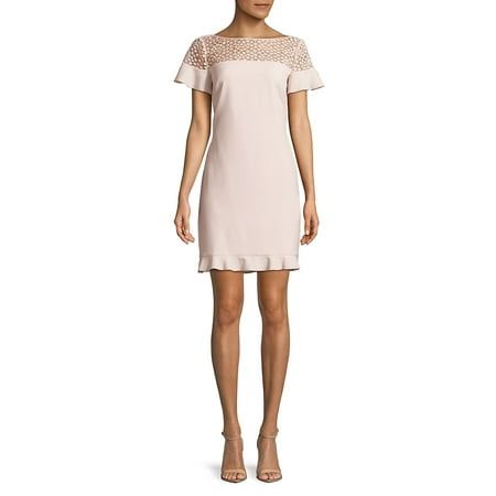 - Ruffle Trim Sheath Dress