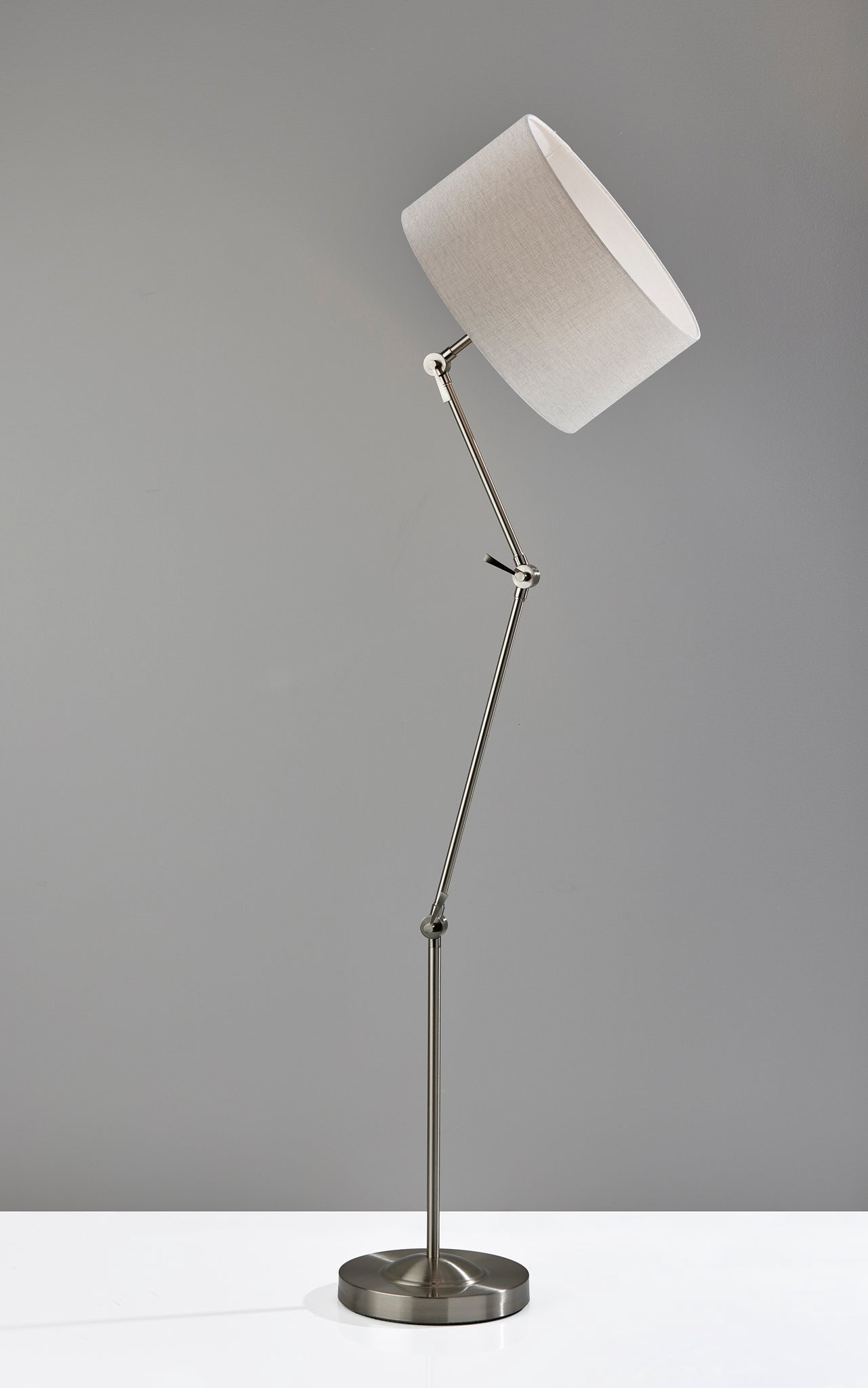 Adesso Willard 24.8" Traditional Adjustable Height Brushed Steel Arc Lamps Floor Lamp with Brushed Steel Shades