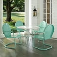 thumbnail image 3 of Crosley Furniture Griffith Metal Five Piece Outdoor Dining Set - 40" Dining Table In White Finish With Aqua Finish Chairs, 3 of 3