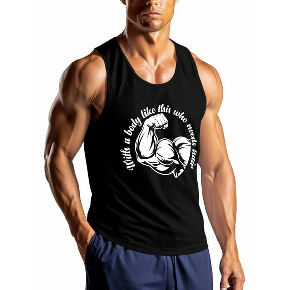 Tank Tops Men, WITH A BODY LIKE THIS WHO NEEDS HAIR Muscle Summer Sleeveless Shirt Muscle Shirts Casual Workout Tank Top Black, 4XL