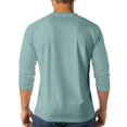 thumbnail image 4 of Mens 3/4 Sleeve Henley Shirts 3-Button Moisture Wicking Tee Solid Color Soft Basic Casual Tshirt, 4 of 7