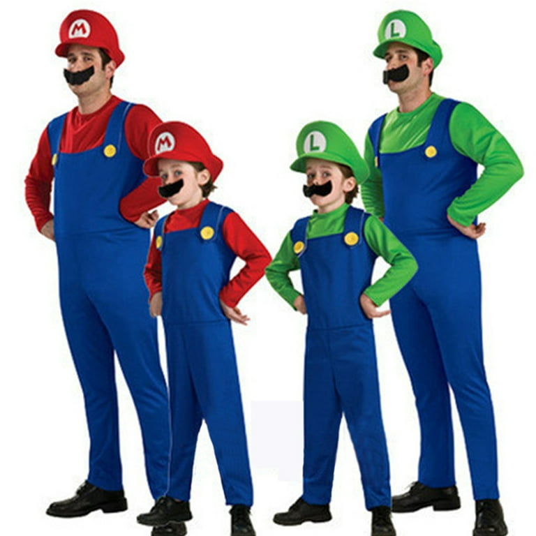 Super Brothers Costume Family Matching Adult & Kids Cosplay Costume Mario  Brothers Halloween Cosplay Costume 