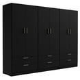 thumbnail image 3 of Madesa 6 Doors 6 Drawers Storage Cabinet Wardrobe with Shelves and Hanging Space 94"L Wooden Armoire Closet Organization Unit for Bedroom and Office - Black, 3 of 10