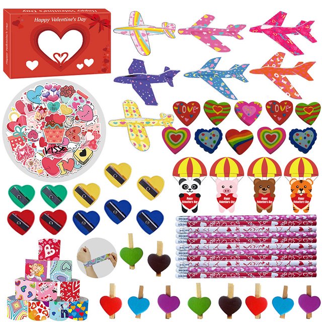 Avión de espuma para niños con tarjeta, Día de San Valentín, intercambio en el aula, papelería de amor, pellizco, juguetes de fiesta