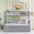 thumbnail image 2 of Twin-Over-Full Bunk Bed with Twin size Trundle , Separable Bunk Bed with Drawers for Bedroom - Gray, 2 of 9