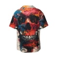 thumbnail image 2 of Fotbe Abstract Colorful Skull Art print Short Sleeve Button Down Shirts for Men Casual Summer Beach Wrinkle Free Shirt-XX-Large, 2 of 7