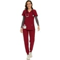 thumbnail image 1 of Scrubs for Women Set - Stretch V-Neck Scrub Top & Jogger Pant with 8 Pockets, 1 of 6