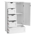thumbnail image 6 of Ktaxon Wooden Bathroom Floor Cabinet, Side Storage Organizer with 5 Drawers, 1 Cupboard & 2-Shelves, White, 6 of 29